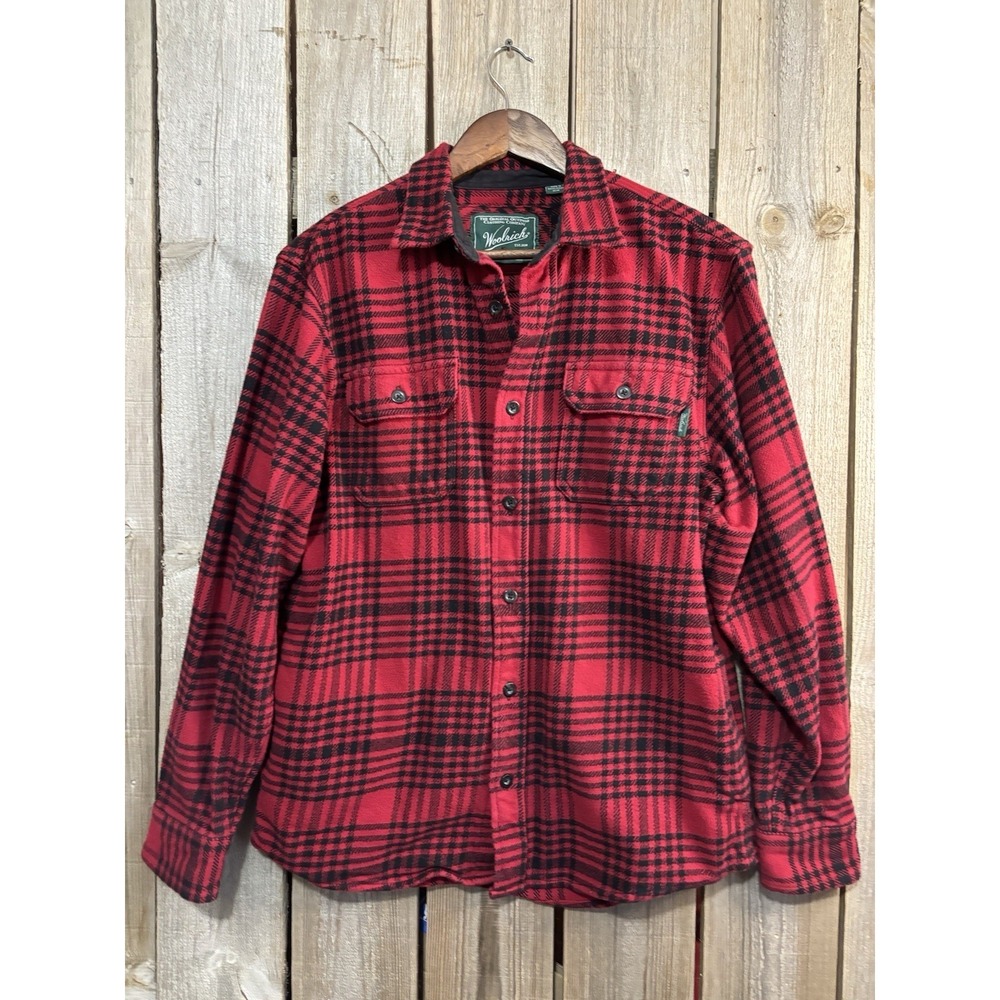 Woolrich Buffalo Plaid Shacket‎ Barn Jacket Red Black Button Front Men's Medium